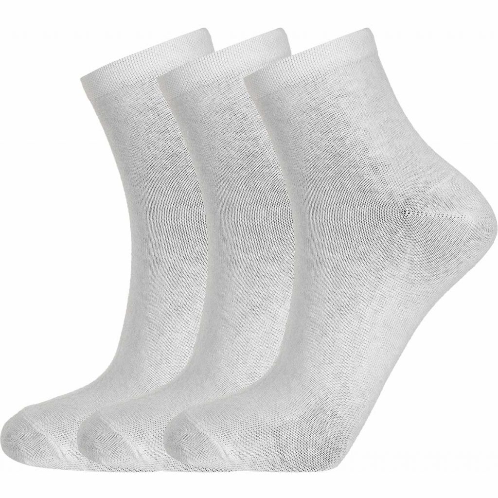 3-pak quarter-cut sokker i hvit