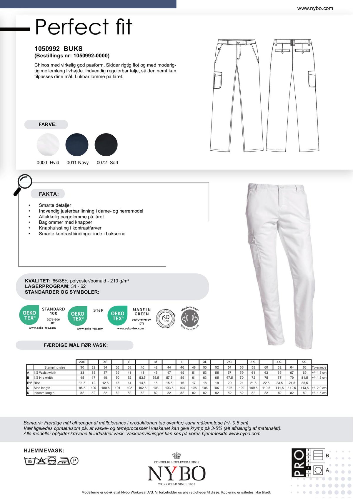 Nybo Hvite Damebukser, Perfect Fit, God Passform