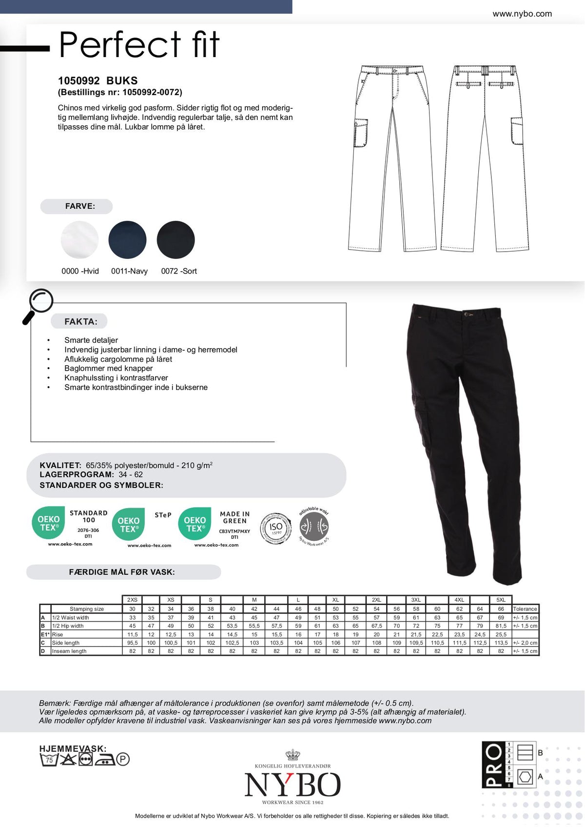 Nybo Sort Dame Perfect Fit Chinos, God Passform