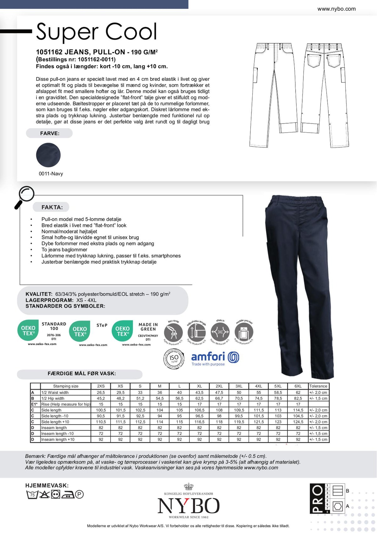 Nybo Navy Unisex Super Cool Jeans, Pull-On, Stretch