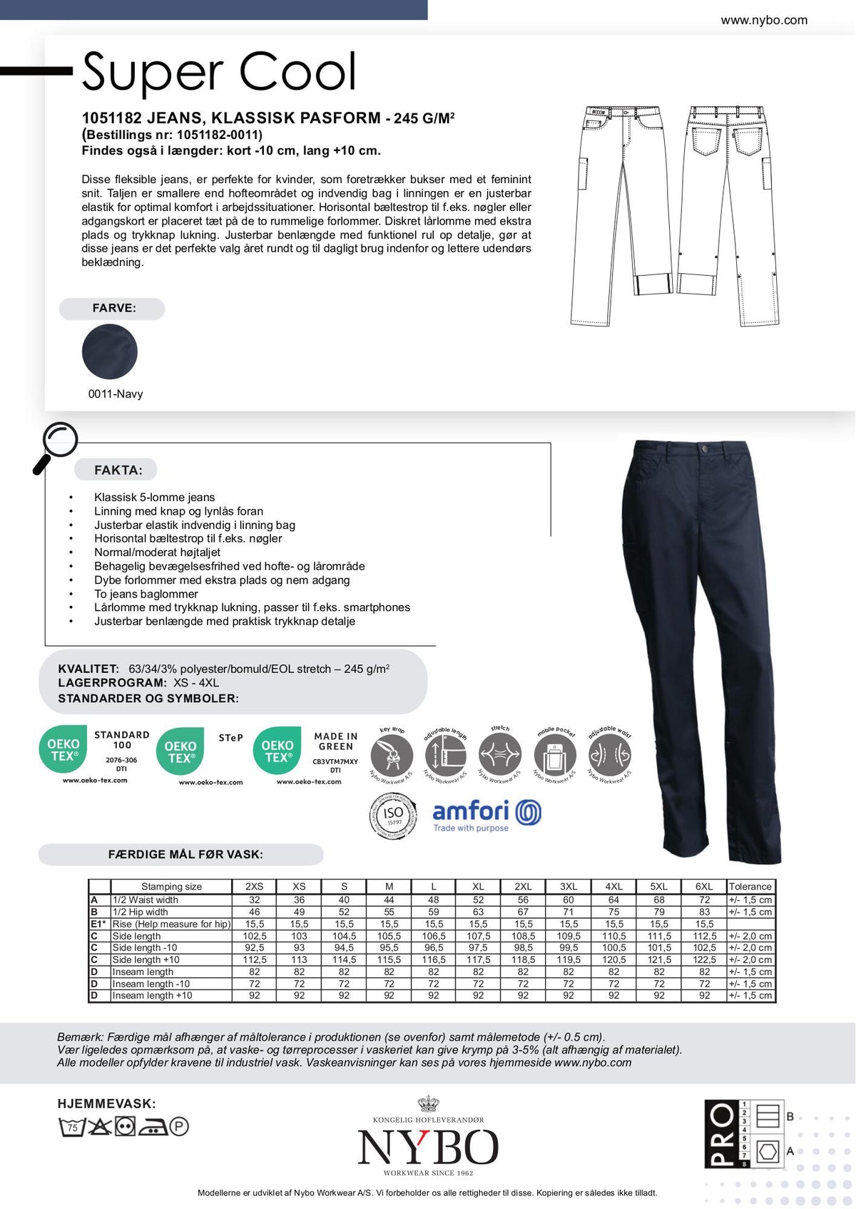 Nybo Navy Dame Super Cool Jeans, Klassisk Passform