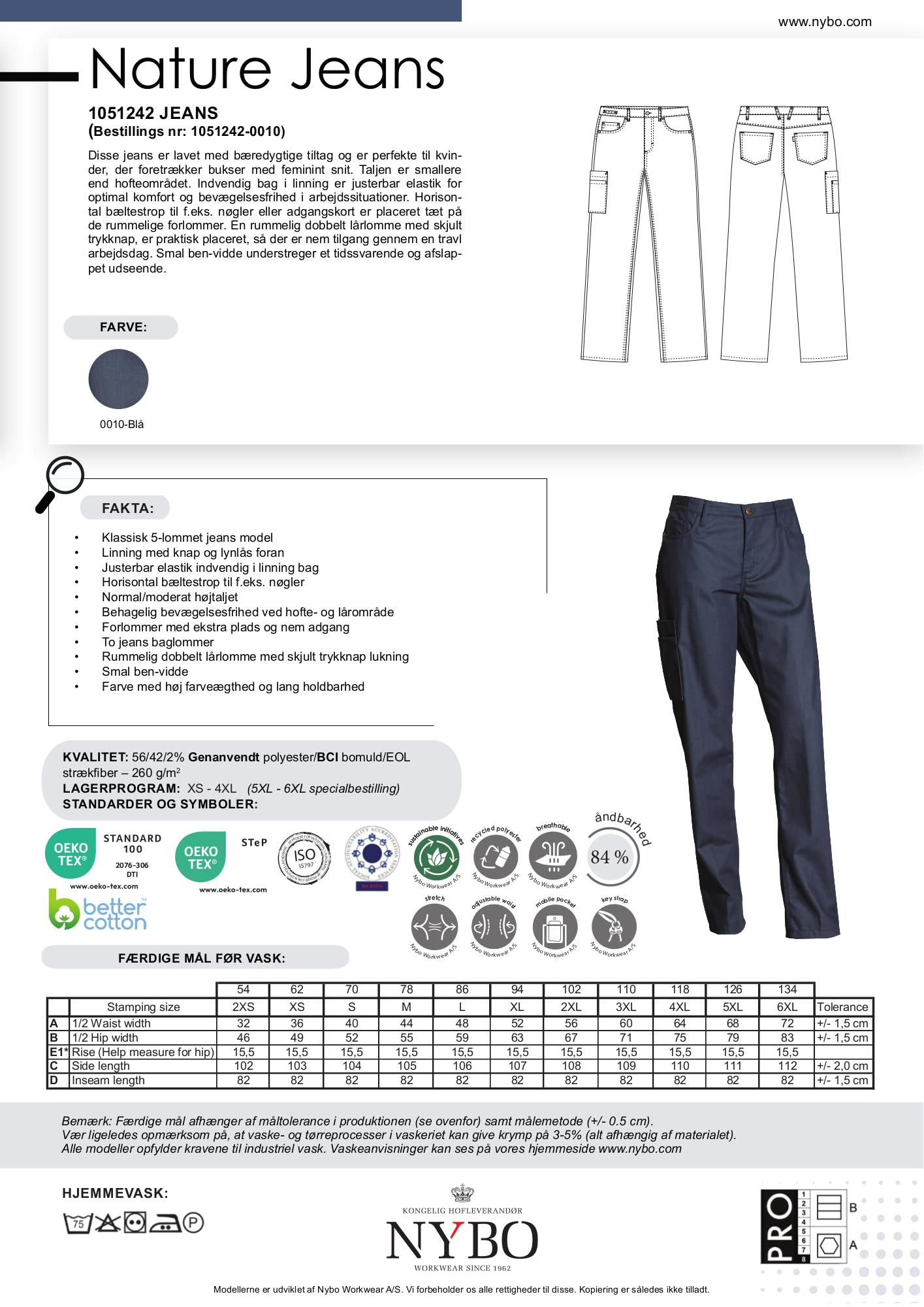 Nybo bla dame Nature Jeans, justerbar elastikk, smale ben