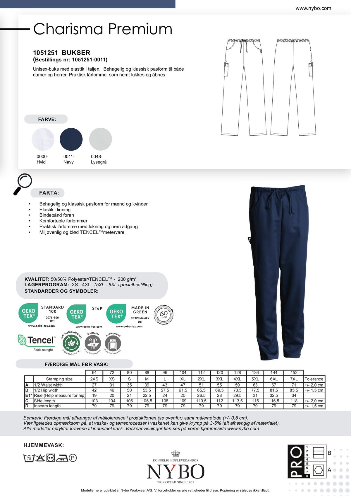 Nybo Navy Unisex Charisma Bukser, Elastikk