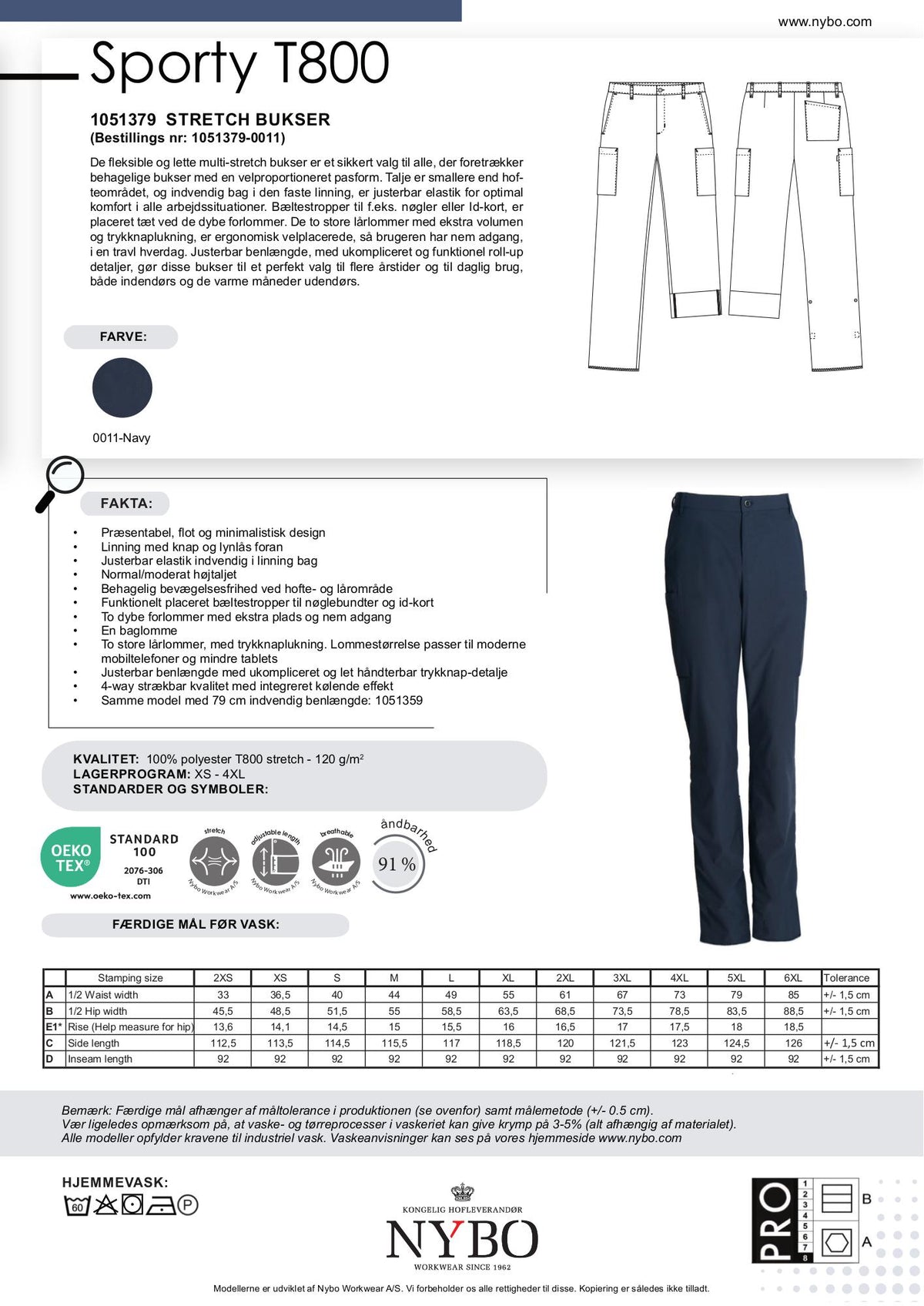 Nybo Navy Dame Sporty T800 Bukser, Stretch