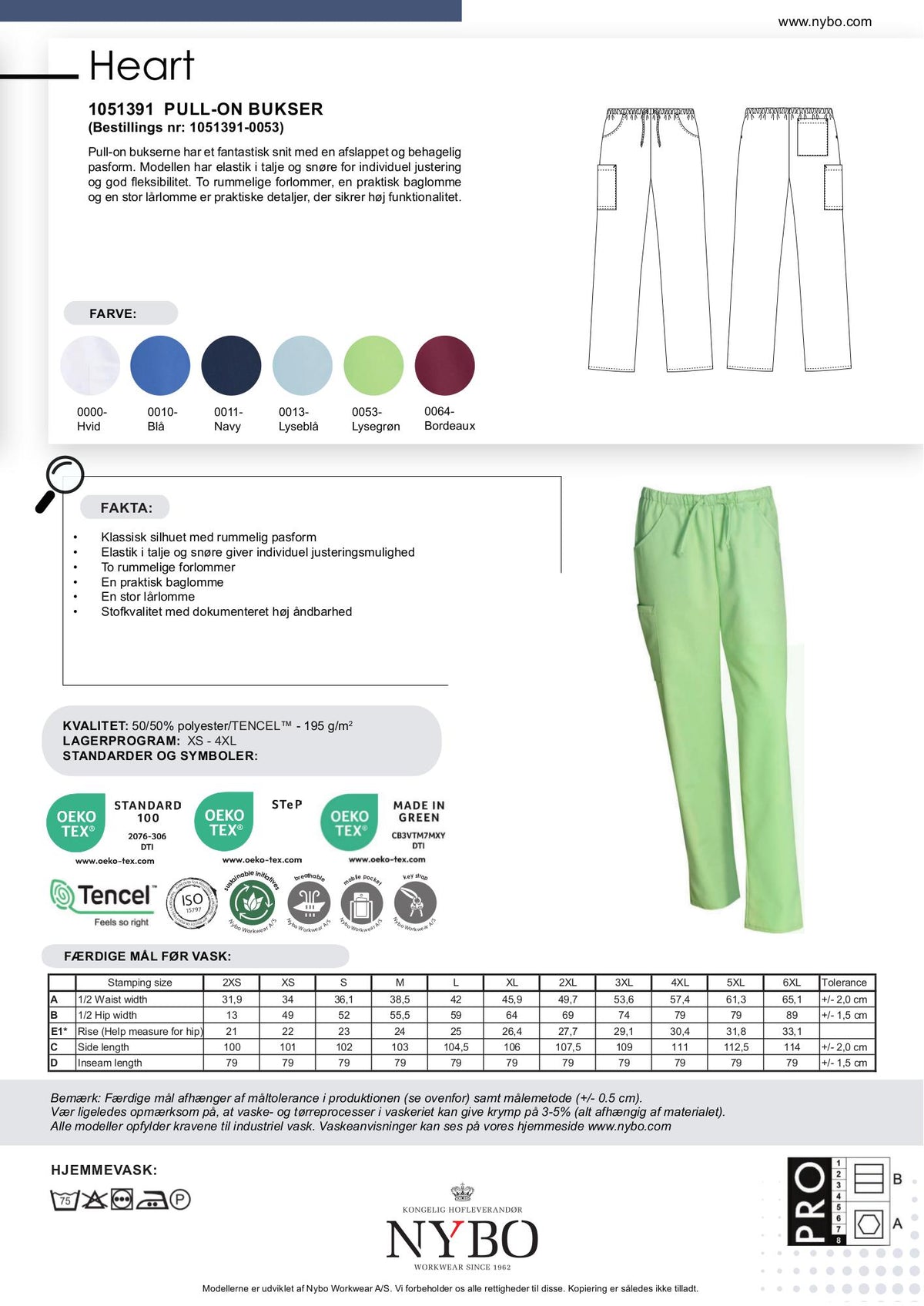 Nybo Lysegrønne Unisex Heart Pull-on Bukser, Pustende