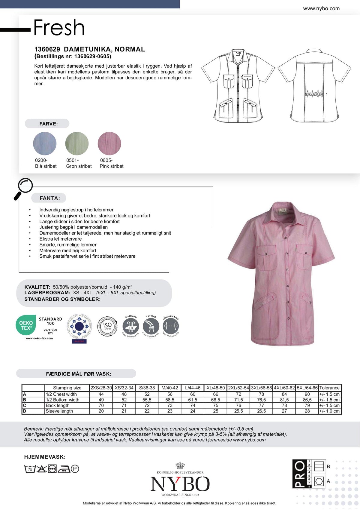 Nybo Pink Stripet Dametunika Fresh Kortermet