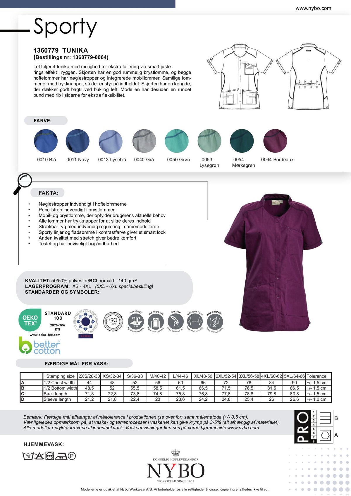 Nybo Bordeaux Dame Sporty Tunika, Kortermet