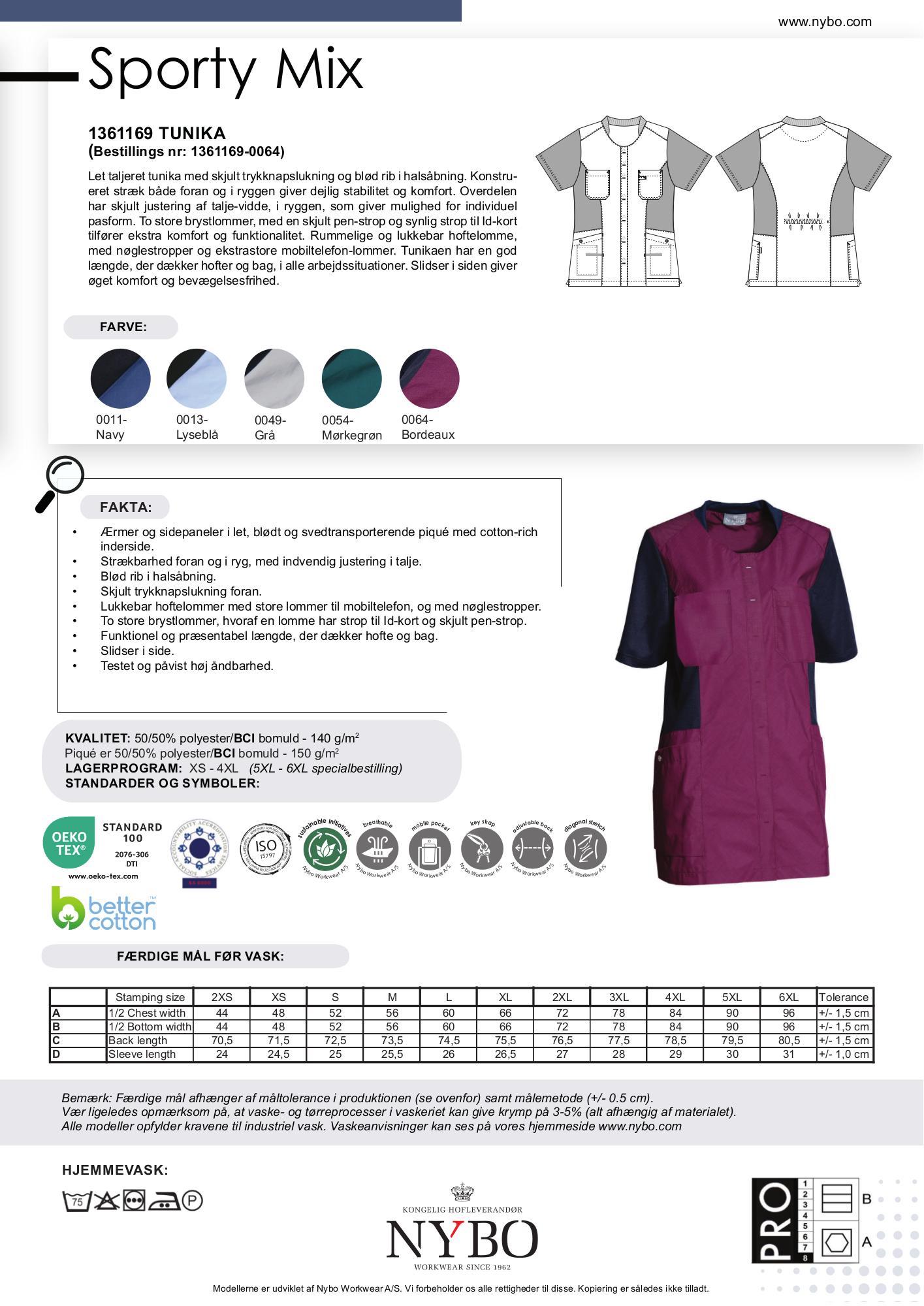Nybo Bordeaux dametunika, Sporty Mix, pustende, stretch, komfort