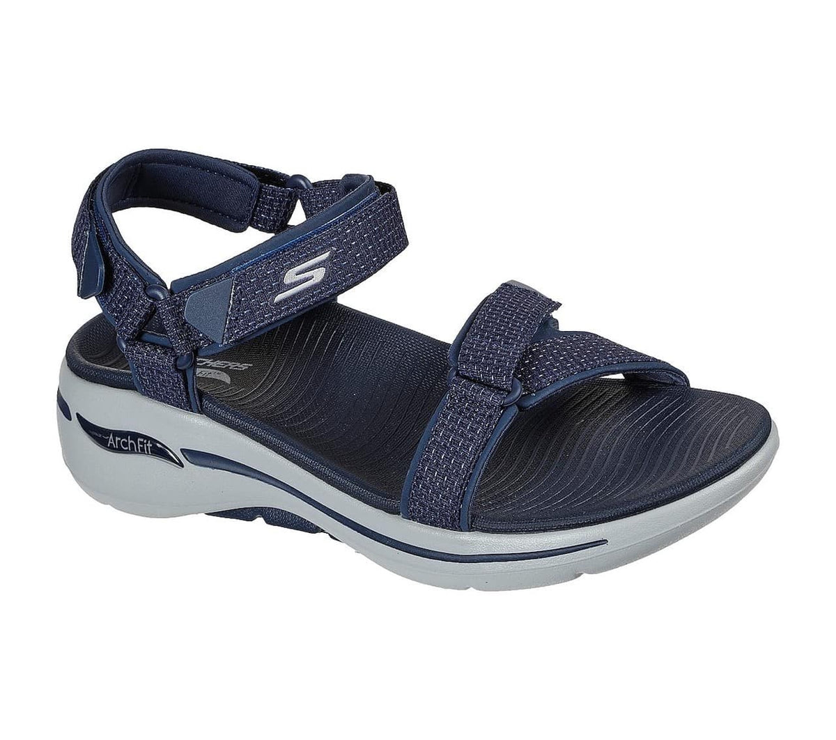 Marineblå sandal med Arch Fit fra Skechers