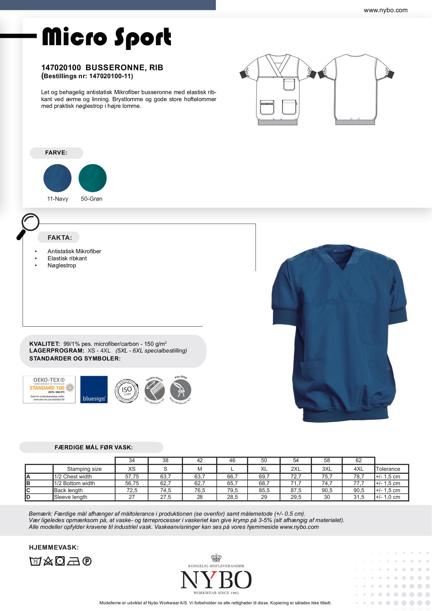 Nybo Navy Unisex Micro Sport Busseronne, ribbekant