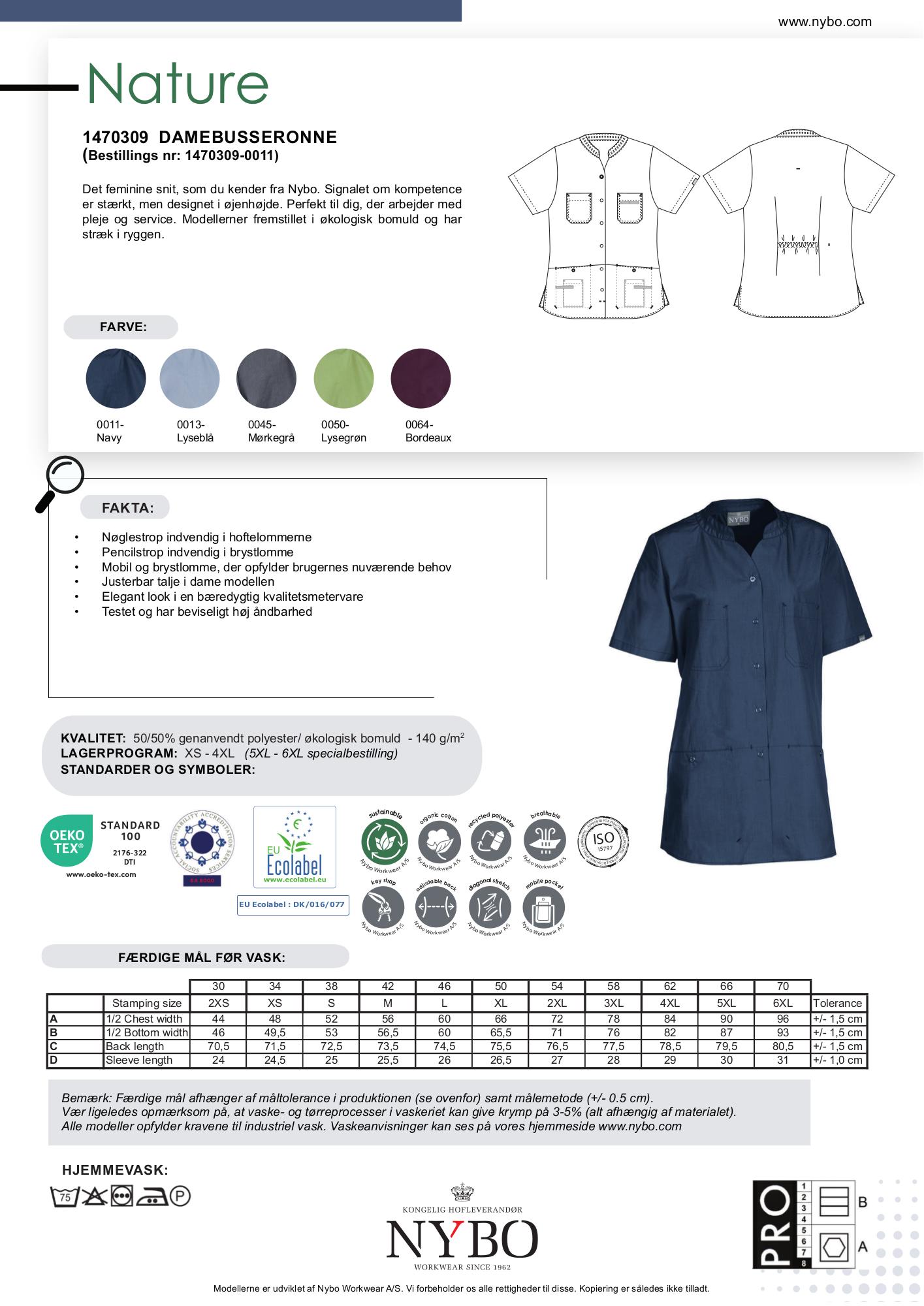 Nybo Damebusseronne Nature Navy – Stretch, Økologisk bomull