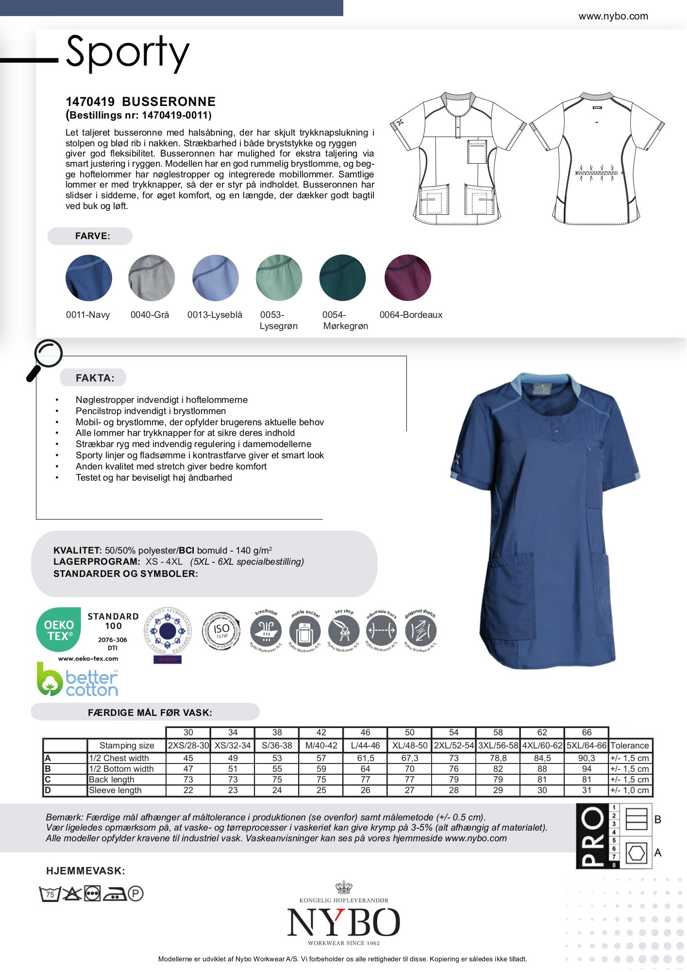 Nybo Navy damebusseronne – sporty, stretch og komfort
