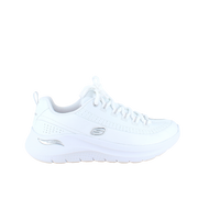 Hvite Skechers med glatt skinnoverflate