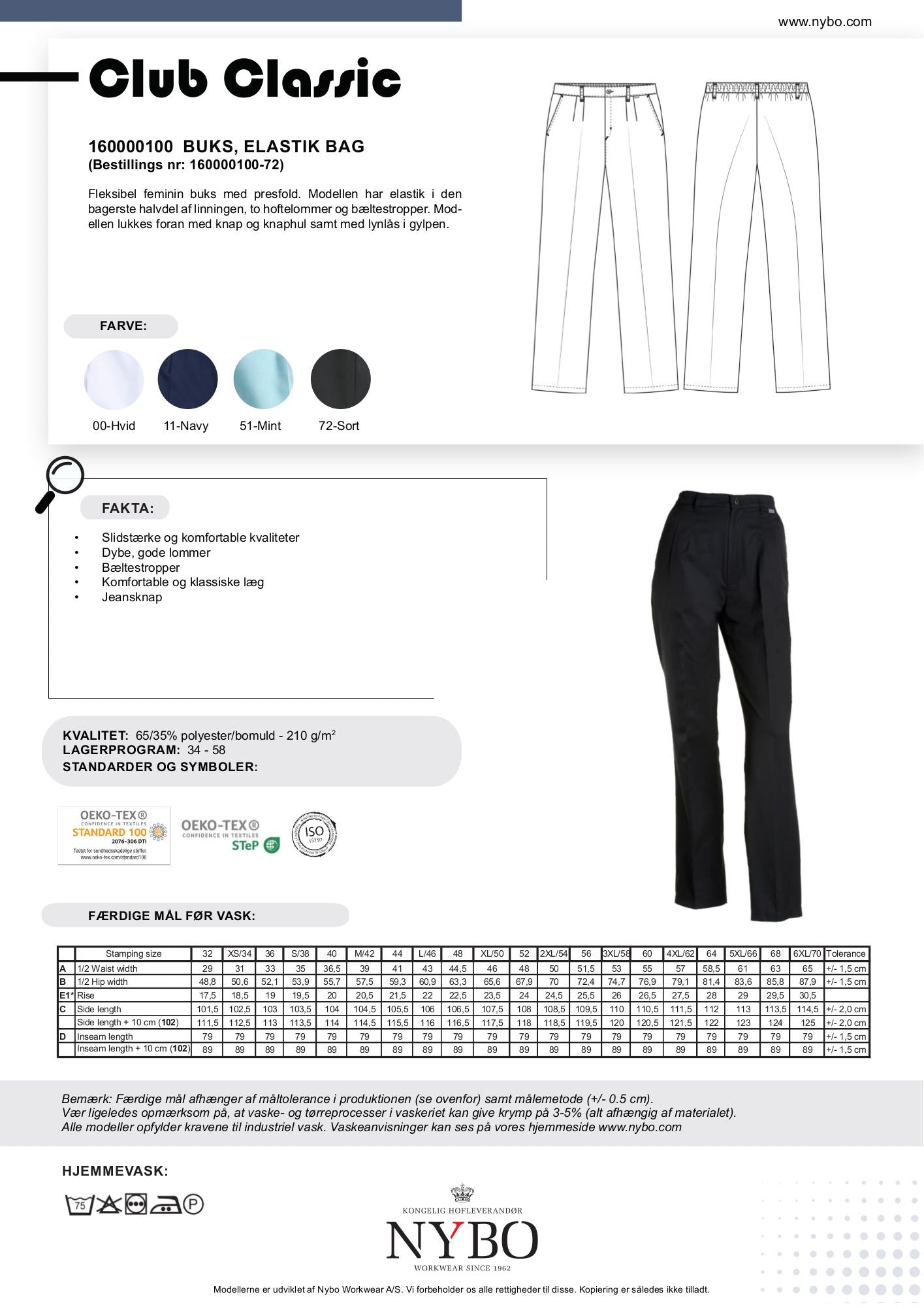 Nybo Sort Dame Club-Classic Bukse, Elastisk bak, Fleksibel, Pressfold