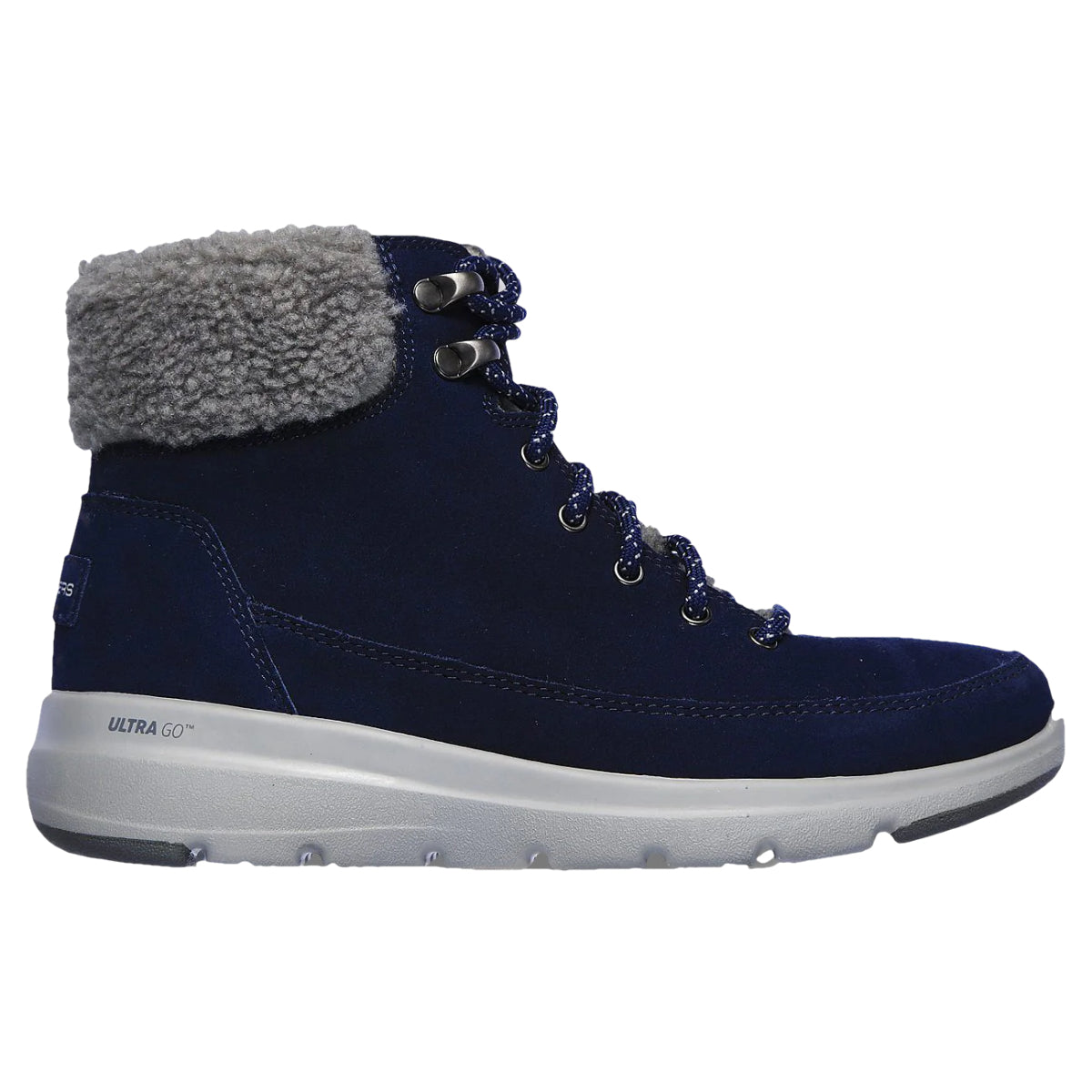 Marineblå damestøvel med glidelås fra Skechers