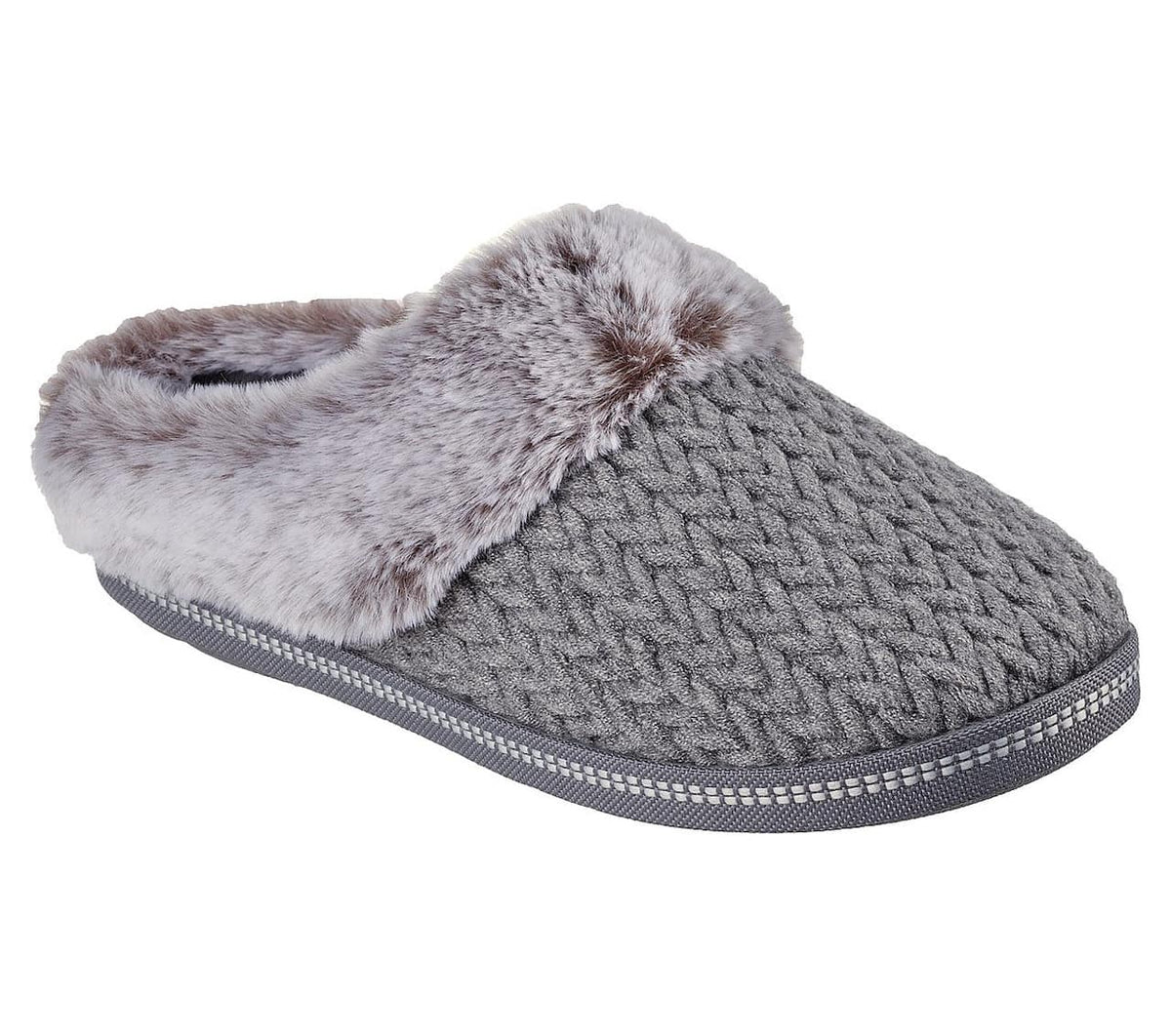 Grå hjemmesko med kunstpels fra Skechers