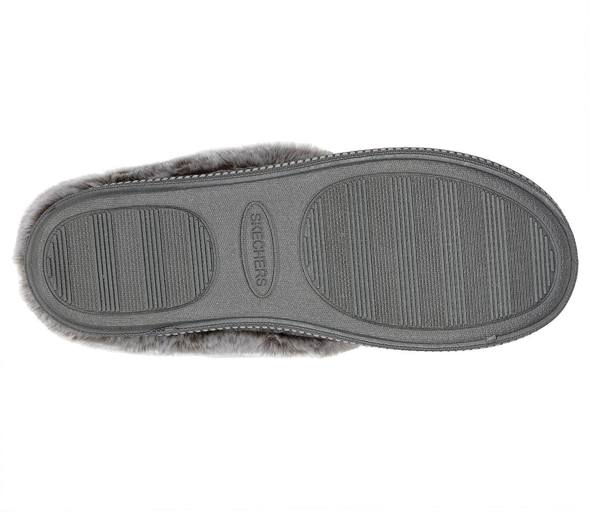 Grå hjemmesko med kunstpels fra Skechers