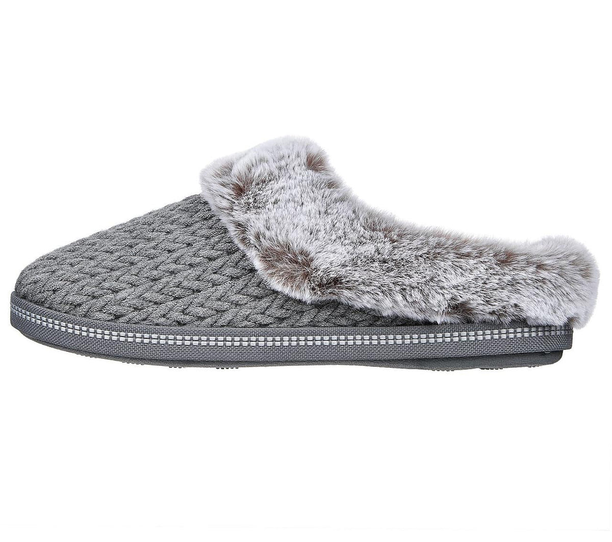 Grå hjemmesko med kunstpels fra Skechers