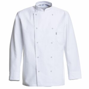 Nybo Hvit Unisex Delight kokkejakke, trykknapper, slitesterk