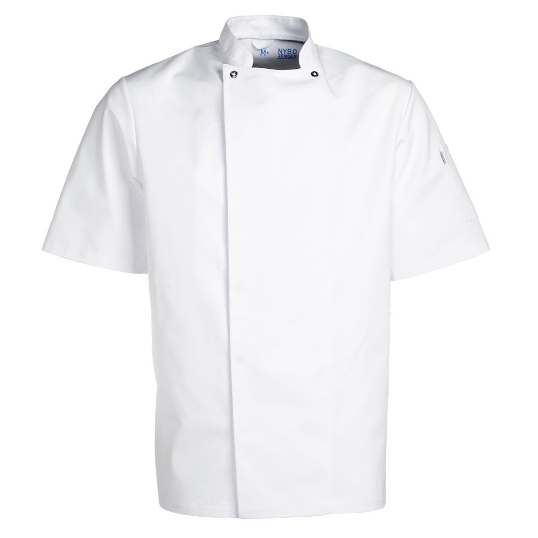 Nybo Hvit Unisex Taste kokkejakke, kortermet, slitesterk, smussavvisende