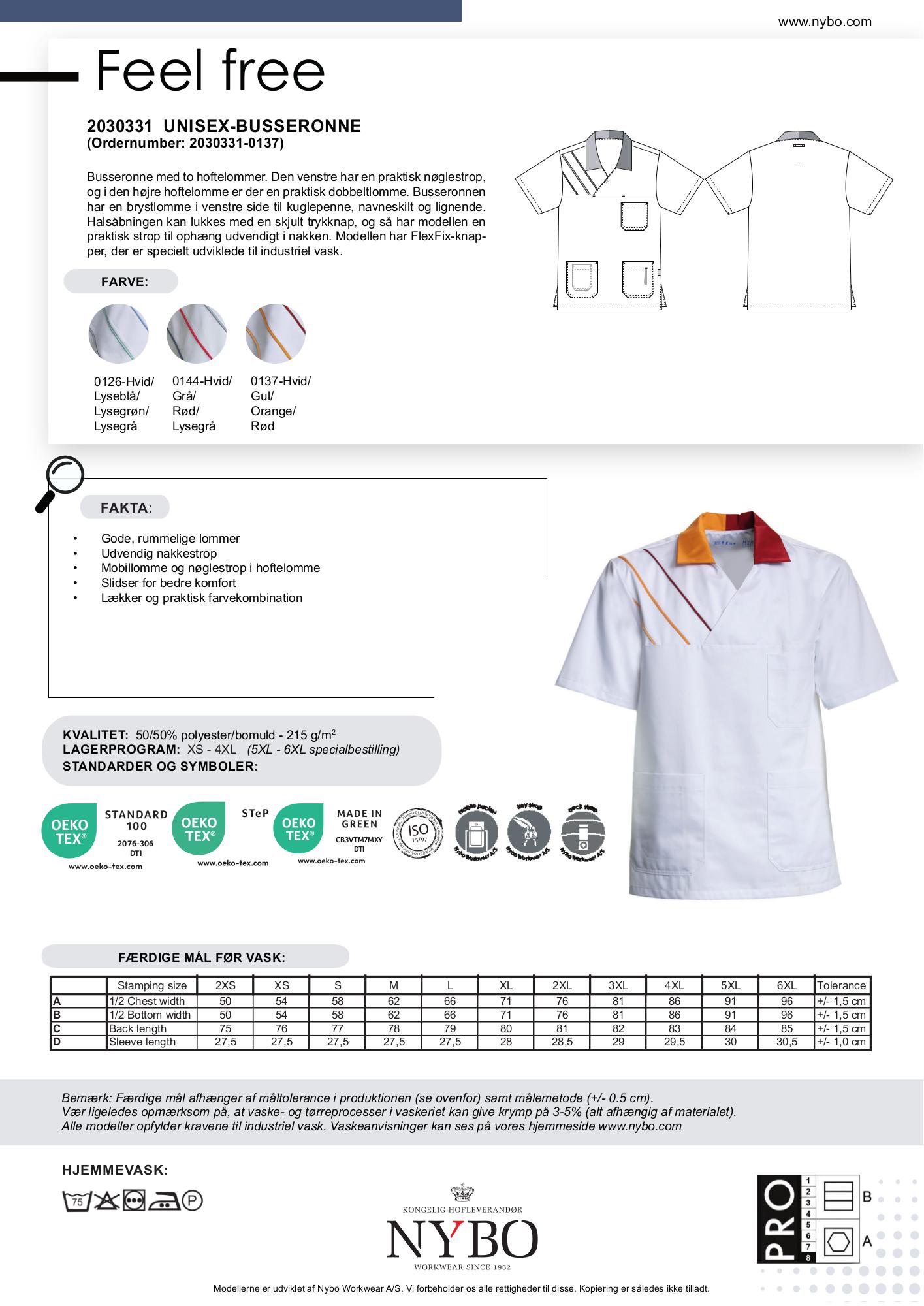Nybo hvit/oransje/rød unisex Feel Free busseronne med lommer