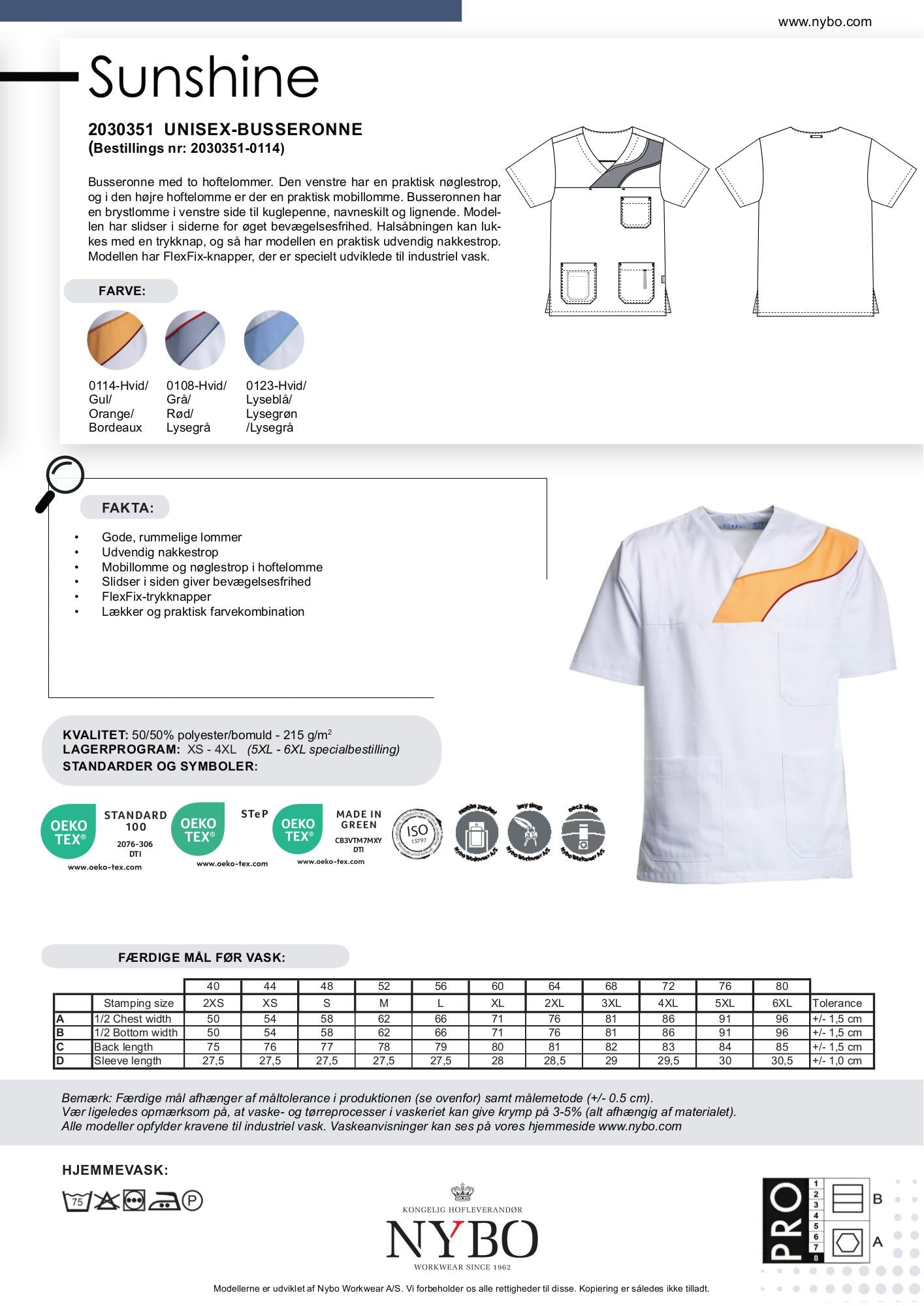 Nybo Hvit/Gul Unisex Sunshine-busseronne med sideslisser og Flex Fix-knapper