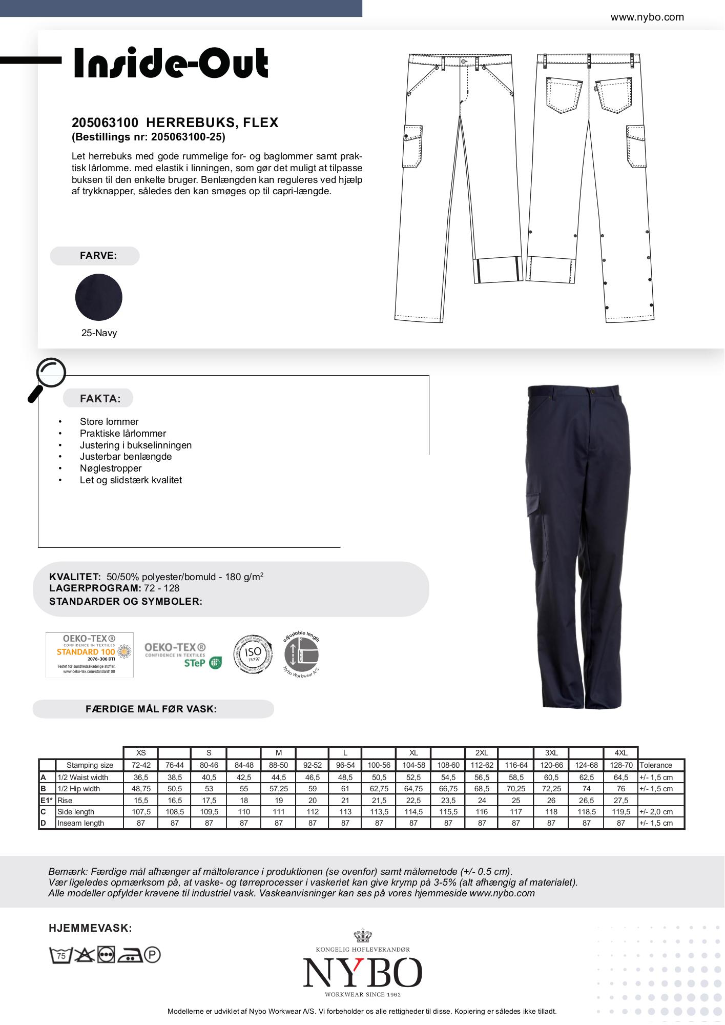 Nybo Blue Shadow Herrebukser Inside-Out Flex, Justerbar Lengde