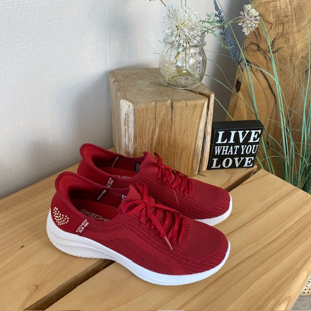 Røde Skechers Slip-ins med glitrende detaljer