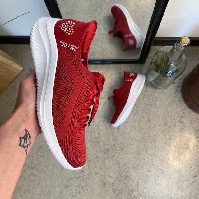 Røde Skechers Slip-ins med glitrende detaljer