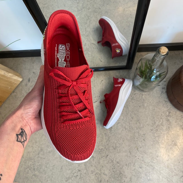 Røde Skechers Slip-ins med glitrende detaljer