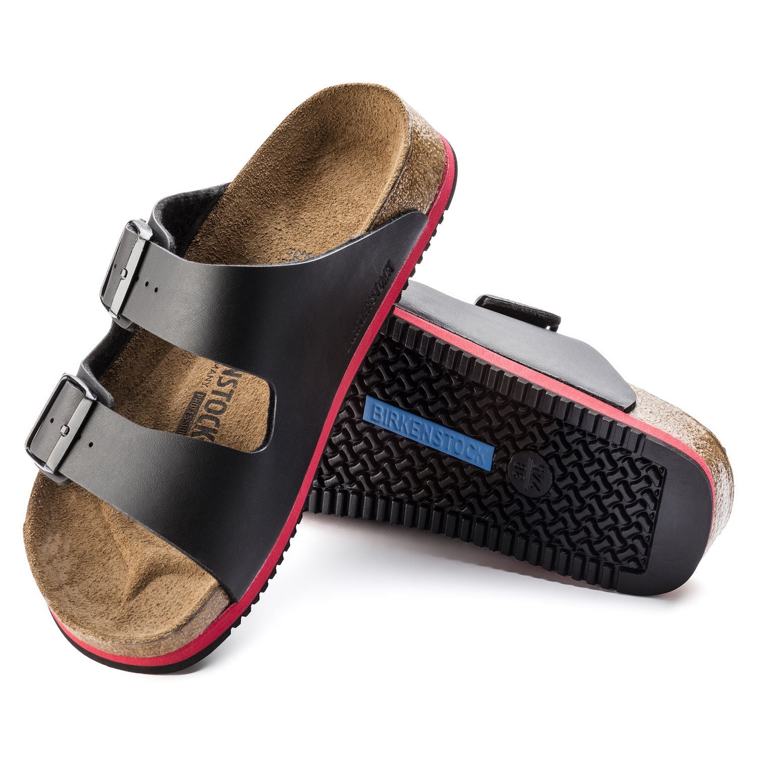 Sort Arizona-sandal fra Birkenstock med sklisikre såler