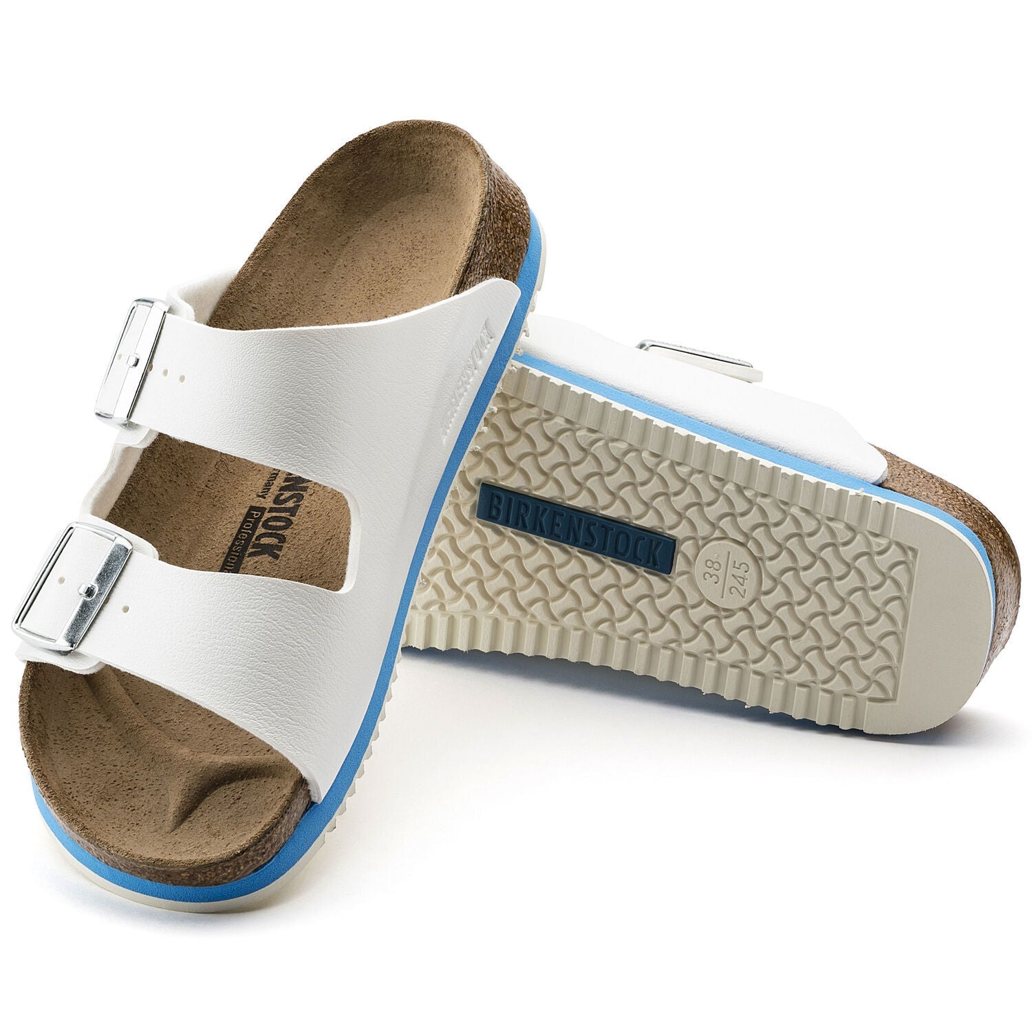 Hvit Birkenstock Arizona-sandal med godkjente sklisikre såler