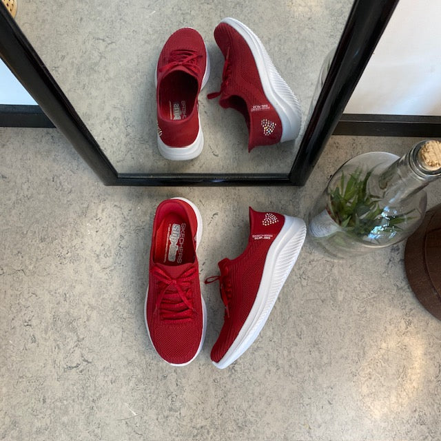 Røde Skechers Slip-ins med glitrende detaljer