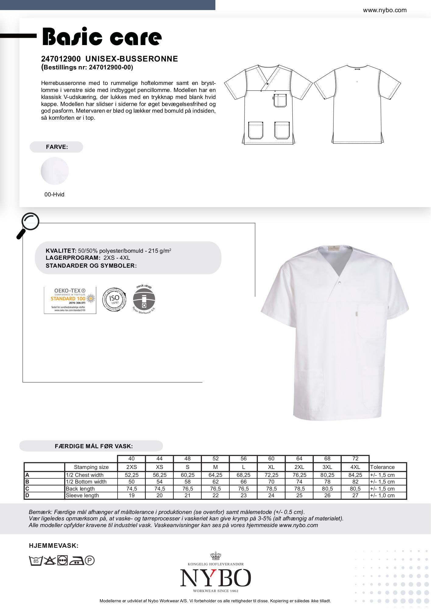 Unisex tunika med klassisk V-utringning