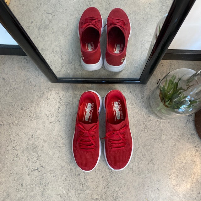 Røde Skechers Slip-ins med glitrende detaljer