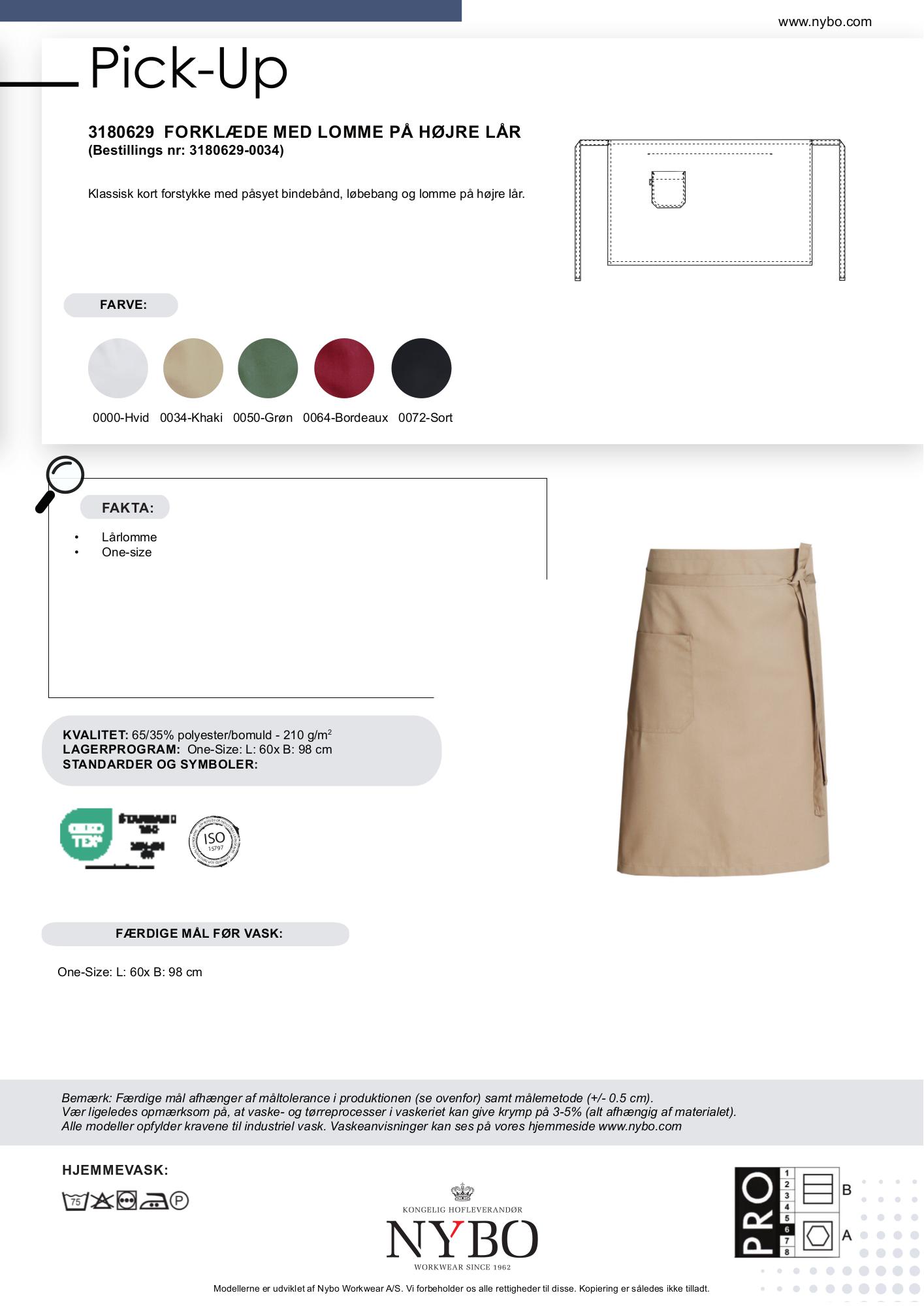 Nybo Khaki Unisex Pick-up-forkle med forstykke og lomme