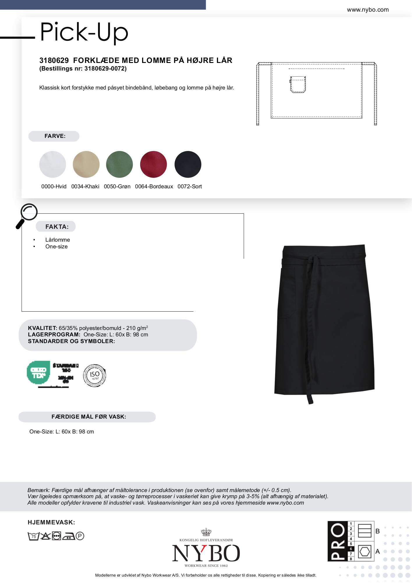 Nybo svart unisex pick-up-forkle med lomme