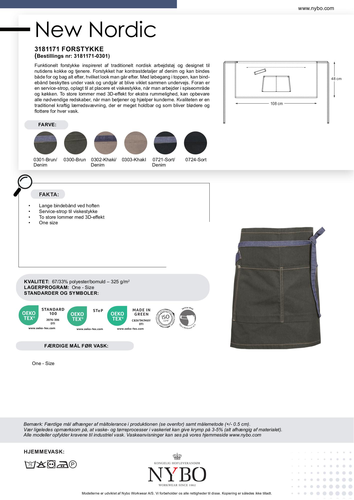 Nybo Brun/Denimblå Unisex New Nordic Forkle, holdbart med lommer
