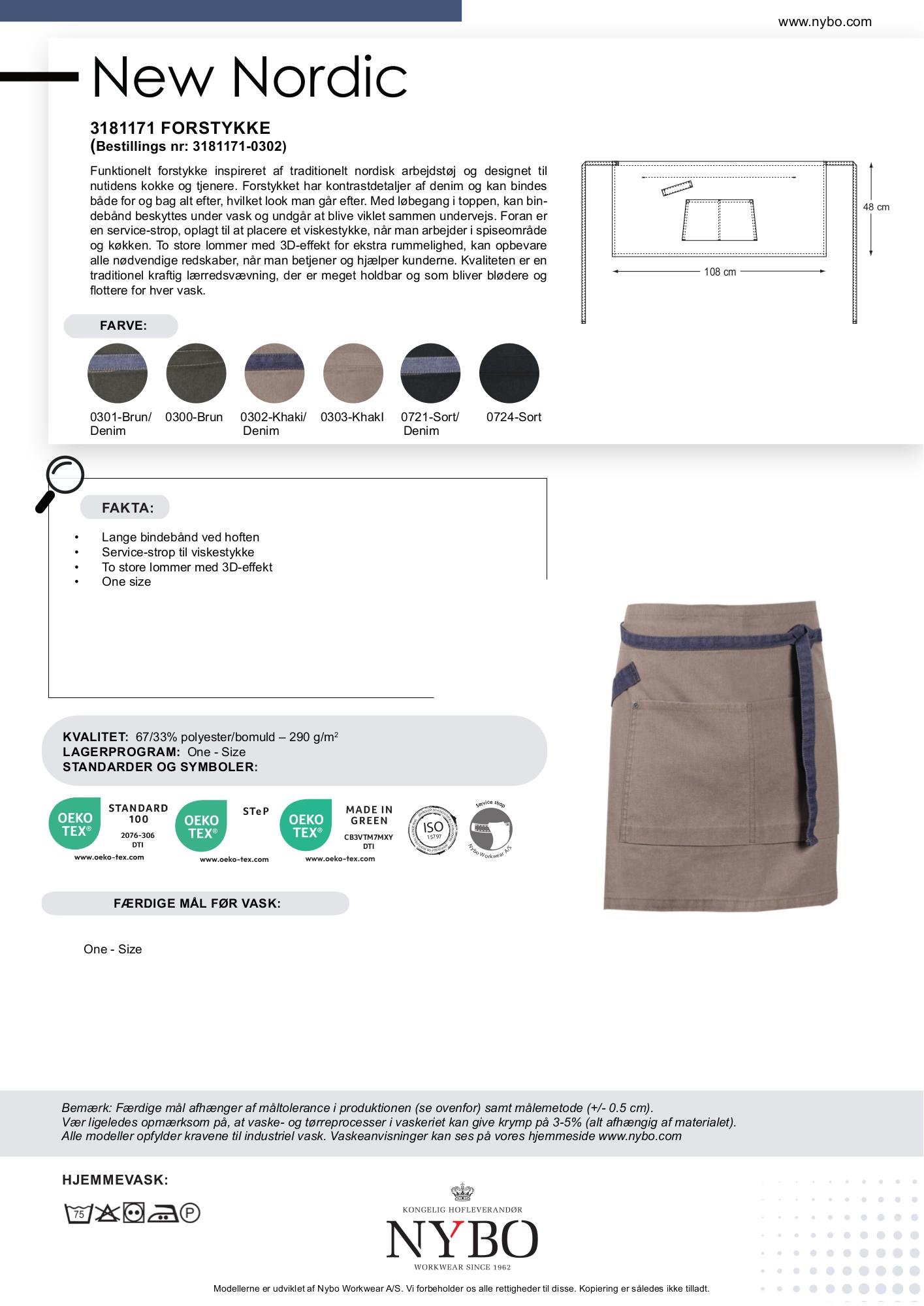 Nybo Khaki/Denimblå Unisex New Nordic-forkle, holdbart med store lommer