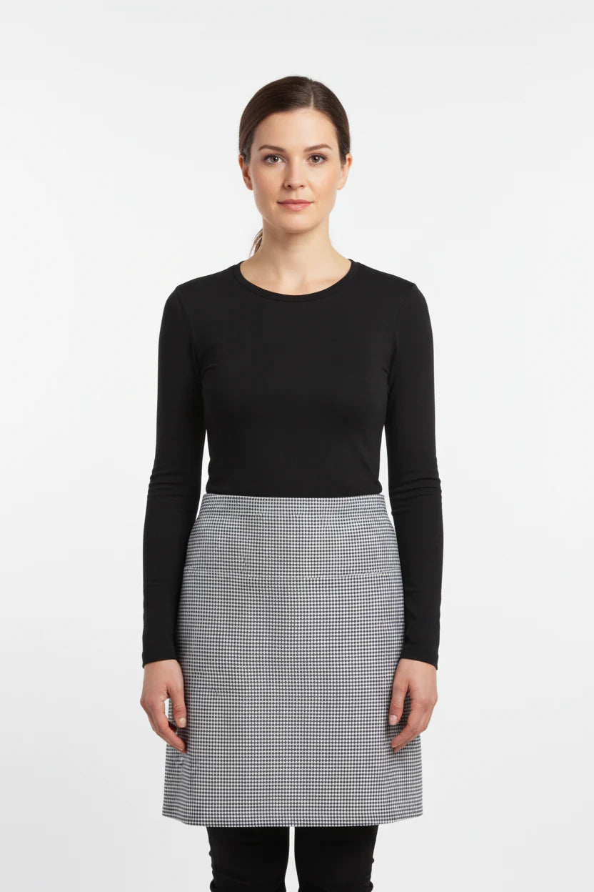 Nybo Sort-hvitt Pepita Unisex Pick-Up-forkle med bindebånd — baker- og kokkeforkle