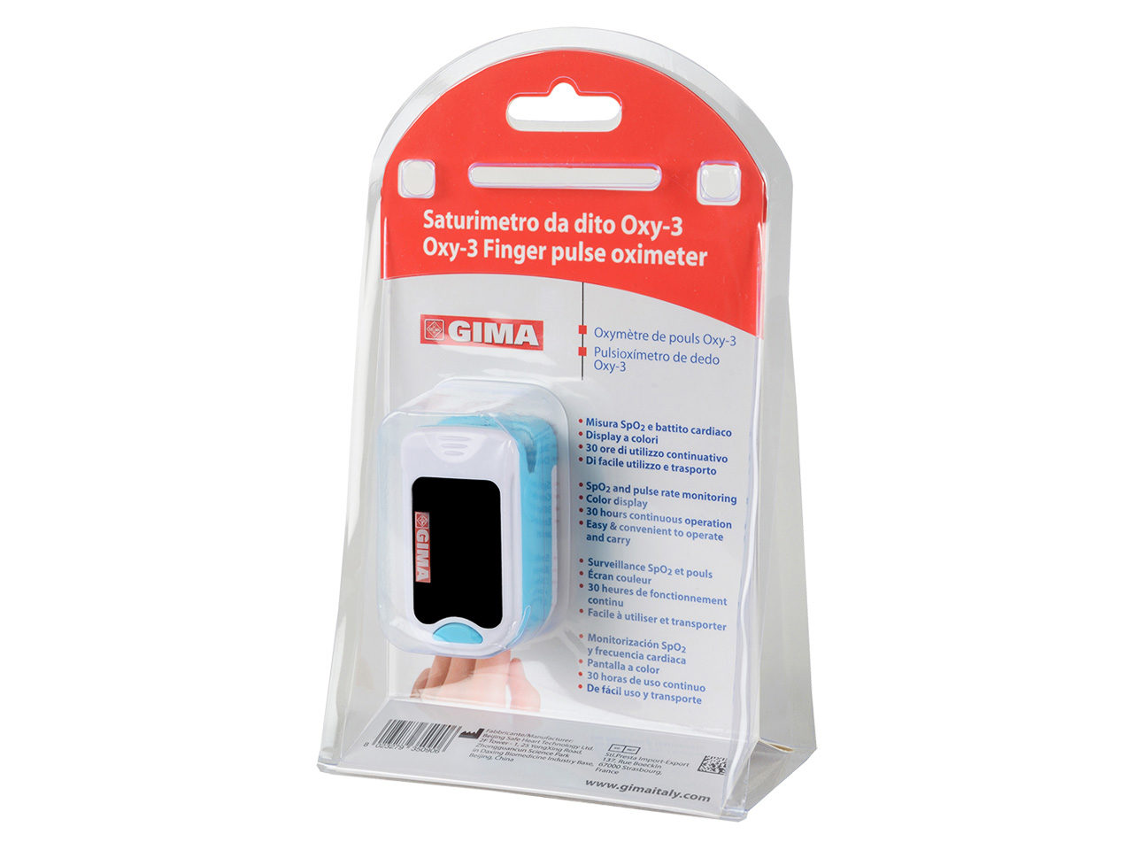 Oximeter måler oksygenmetningen i blodet