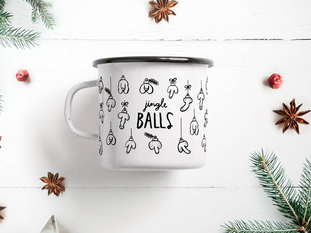 Jingle Balls Emaljekrus – Humoristisk julekrus med et frekt hint