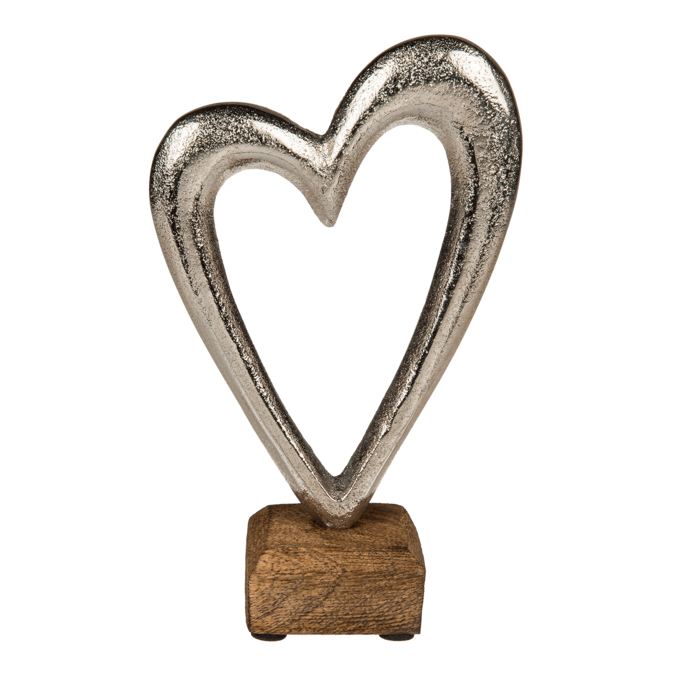 Metallhjerte på trefot, ca. 17 cm