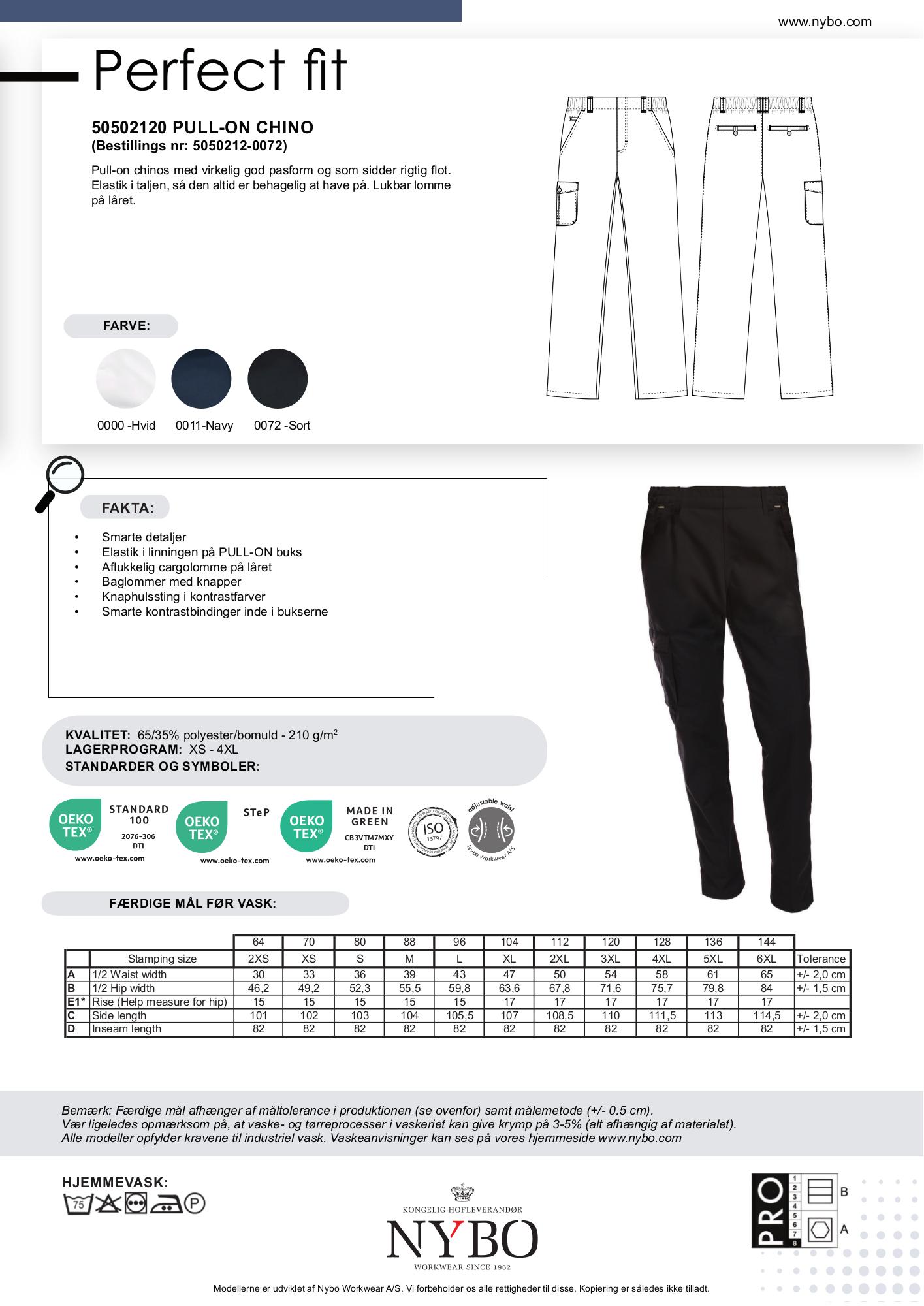 Nybo Sort Unisex Perfect Fit Pull-On Chinos, Elastikk, Komfort