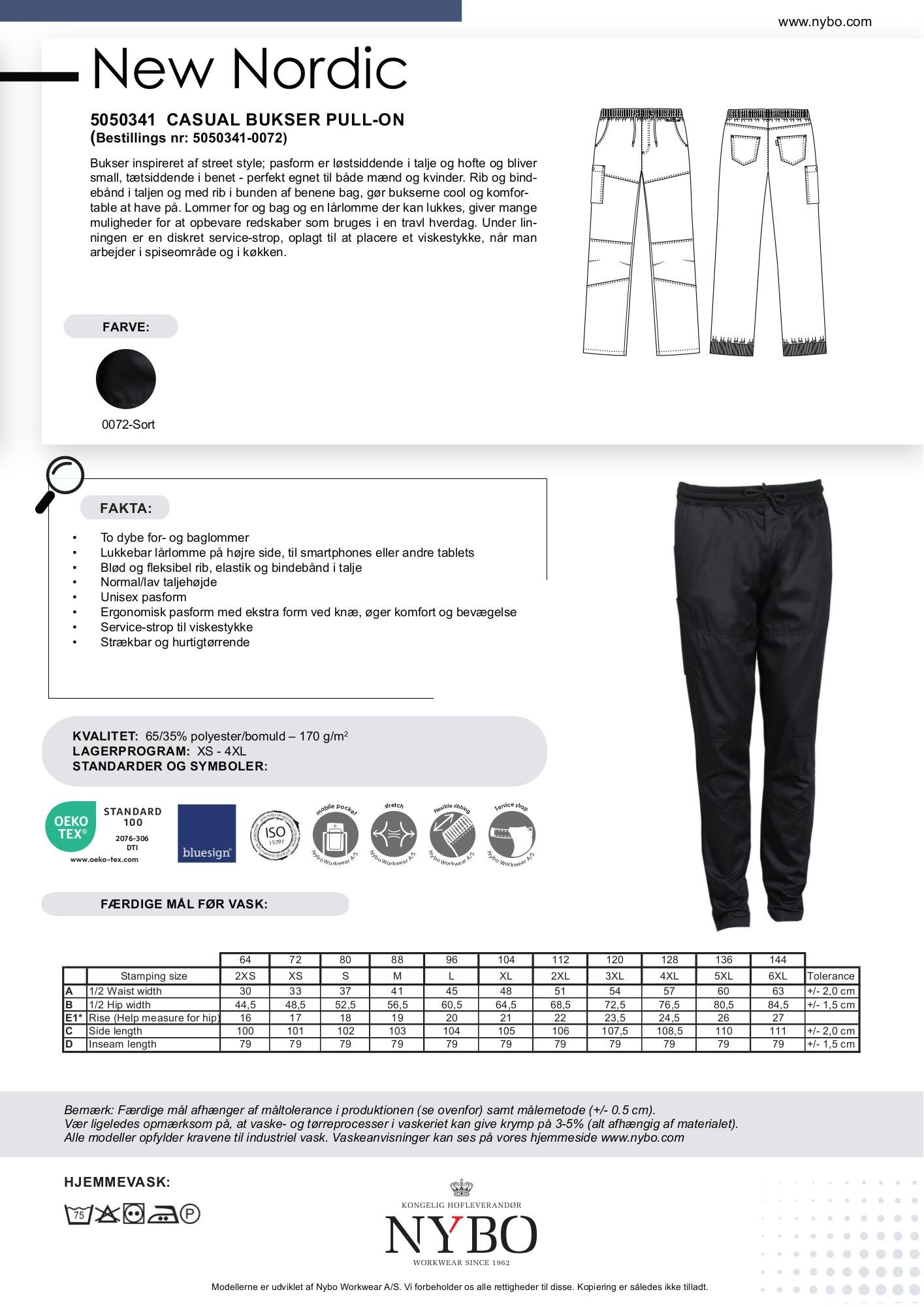 Nybo Svart Unisex New Nordic-bukser, Pull-on, Stretch, Hurtigtørkende
