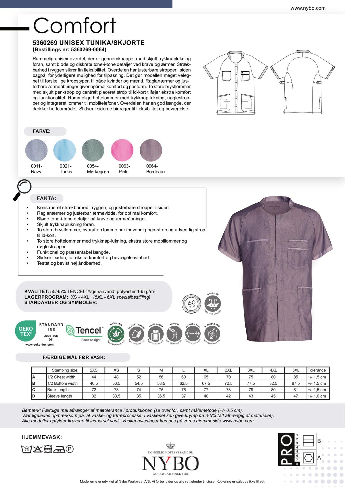 Nybo Bordeaux Unisex Comfort Skjorte/Tunika
