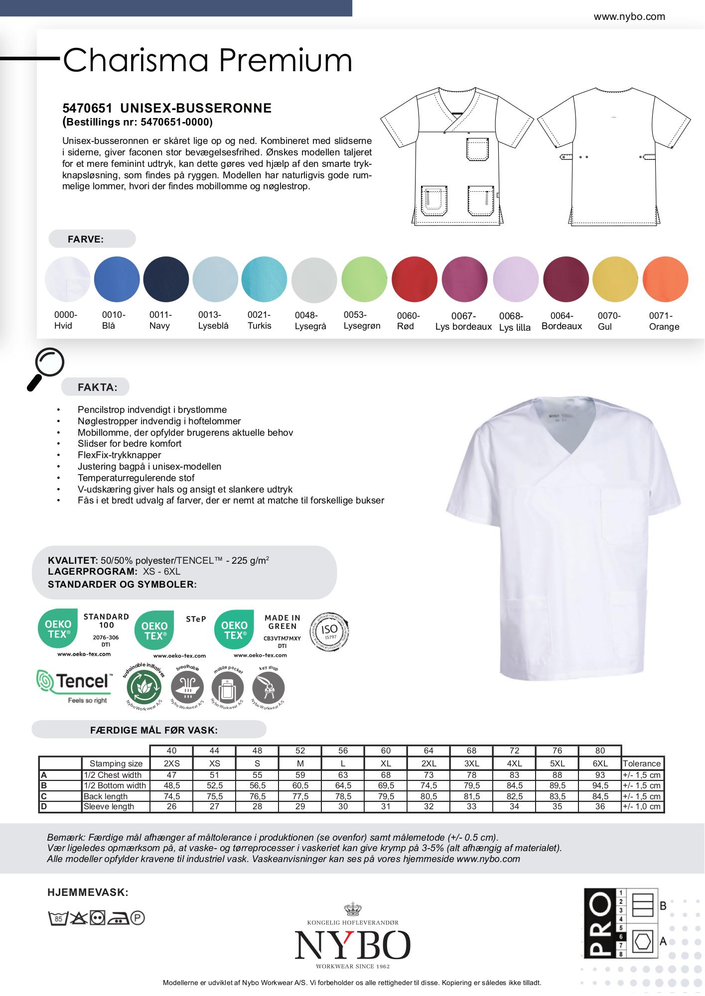 Nybo Hvit Unisex Charisma Premium Busseronne, slisser, temperaturregulerende