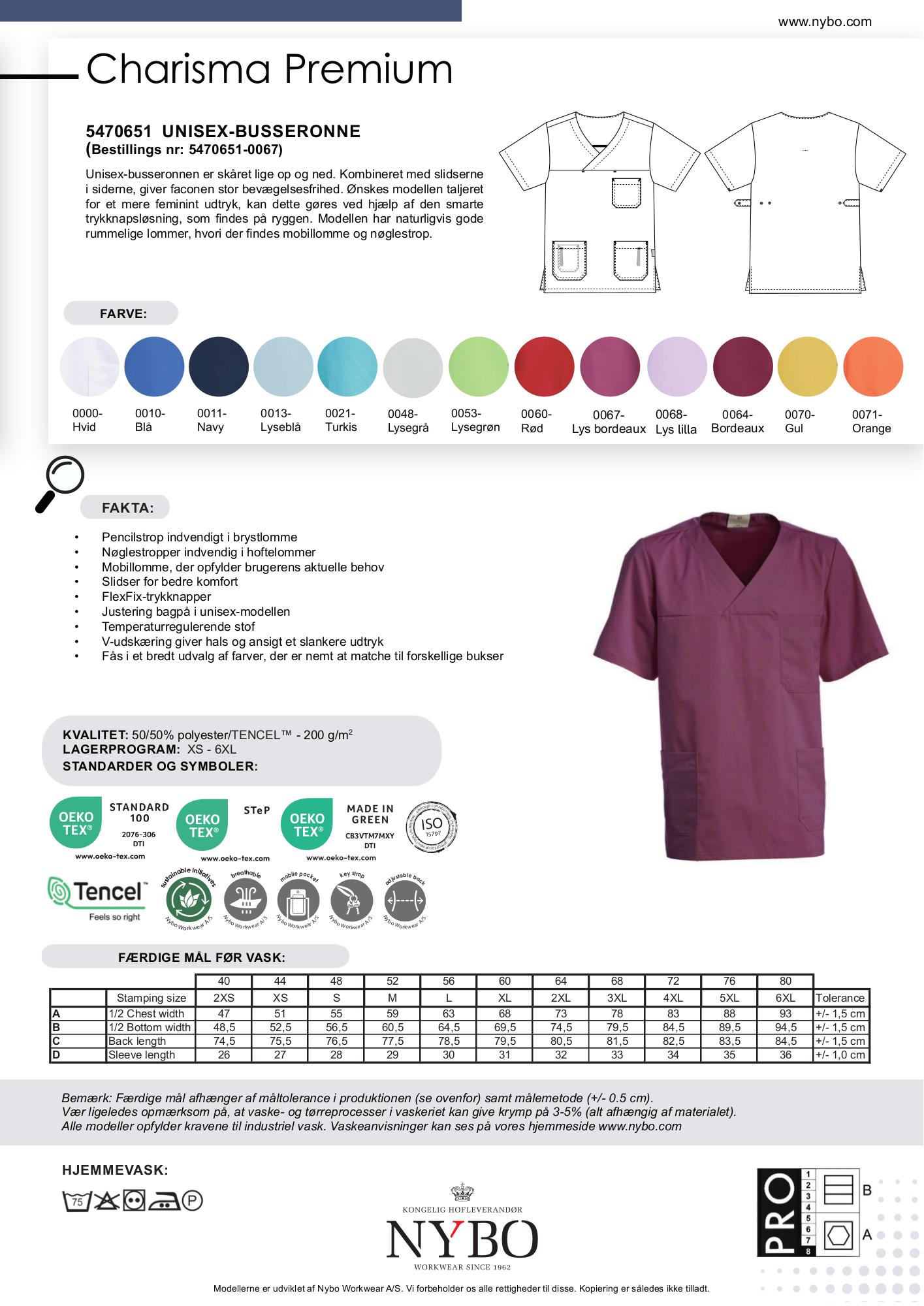 Nybo Charisma busseronne — lys bordeaux, unisex, temperaturregulerende, slitesterk