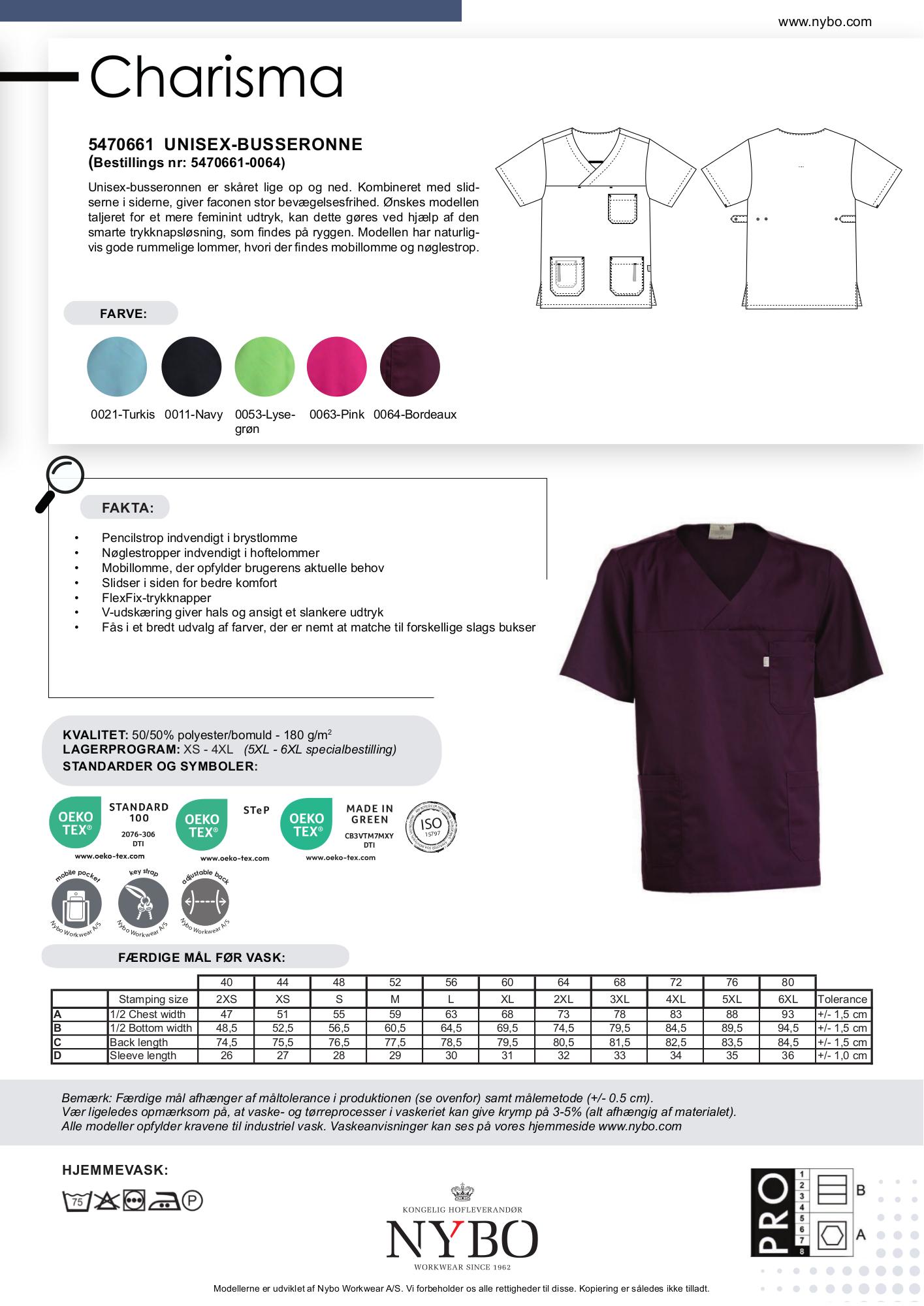 Nybo Bordeaux Unisex Charisma Busseronne, stor bevegelsesfrihet, smarte trykknapper