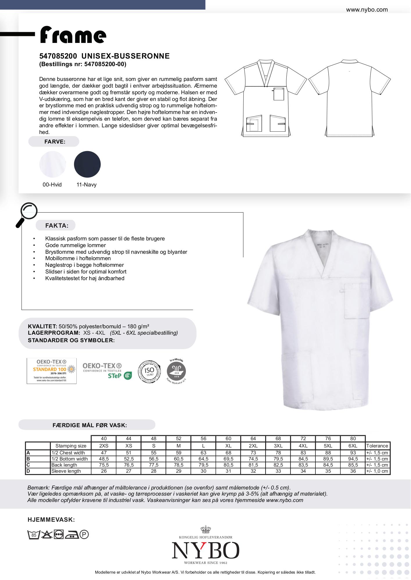 Nybo hvit unisex Frame busseronne — V-hals, sporty design og komfort
